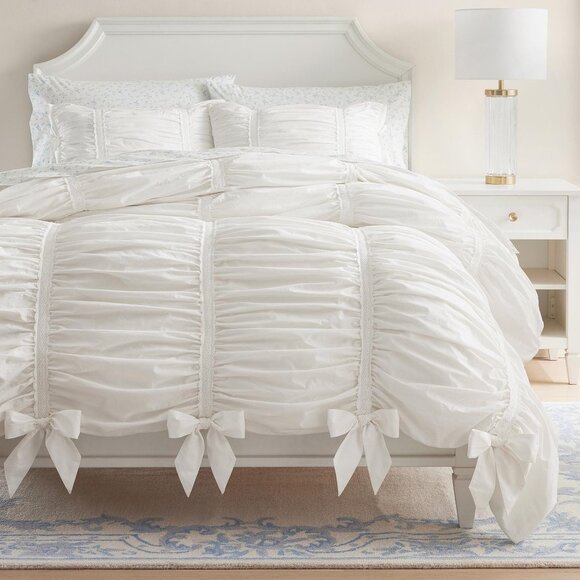 Pottery Barn Teen LoveShackFancy Sweet Bows Duvet, Full Queen 90 x 88 Ivory $199 - Picture 1 of 10